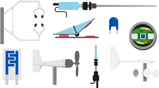 Exploded view showing all weather station sensor components